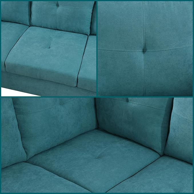 L Shaped Couch, Modular Sectional Sofa with Chaise, Modern Modular Sofas Furniture Sofa Couches for Living Room/Apartment/Office/Bedroom, Teal Blue
