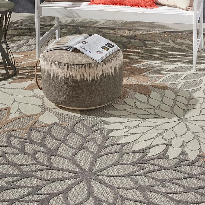 Nourison Home Aloha Indoor/Outdoor Floral Natural 7'10" x 10'6" Area Rug (8' x 11'), 7'10"X10'6",