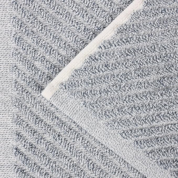 Superior Amelia Viscose Cotton Blend Medium Weight Towels, for Bathroom, Shower, Spa, Plush, Quick Dry, Ultra-Soft Towels, Bath Essentials, Ribbed Design, 8 Piece Assorted Towel Set, Denim Blue