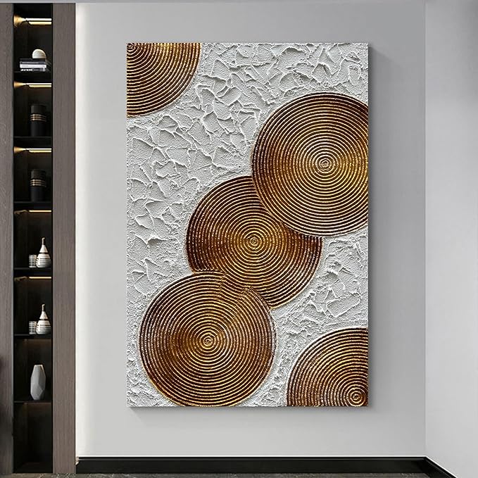 Art 45x30 inch Hand-Painted White and Tan Texture Oil Painting Large Modern Abstract Canvas Art Home Wall Decoration