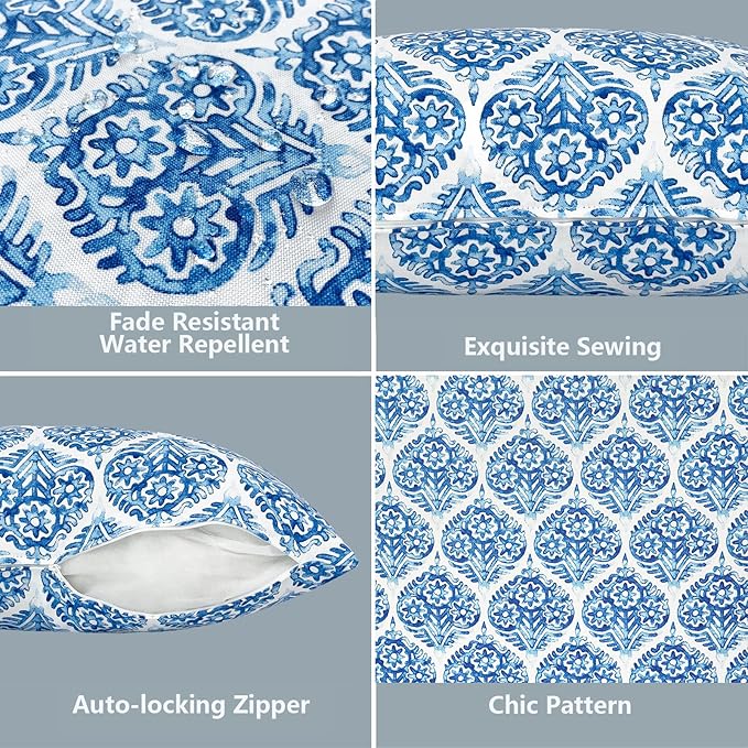 LVTXIII Outdoor Throw Pillow Covers 20 x 20 Inch, Covers ONLY Modern Cute Pattern Decorative Square Toss Pillow Case Pack of 2 for Home Patio Garden Sofa Bed Furniture, Celadon Geometric