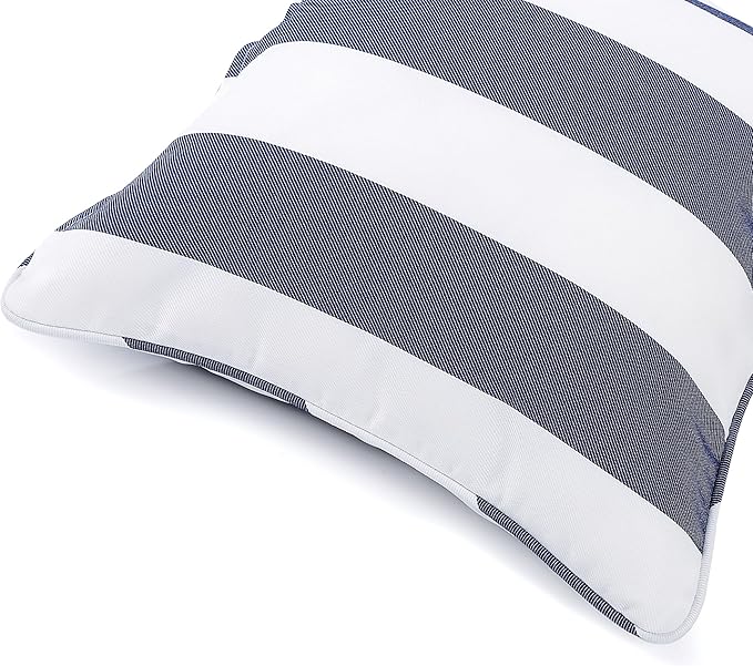 Outdoor Throw Pillow Covers 18x18 Inch, Set of 2, Cover Only! Waterproof Fade Resistant Decorative Cushion Sham Pillow Cases for Patio Furniture Chair Couch Sofa - Navy White Striped