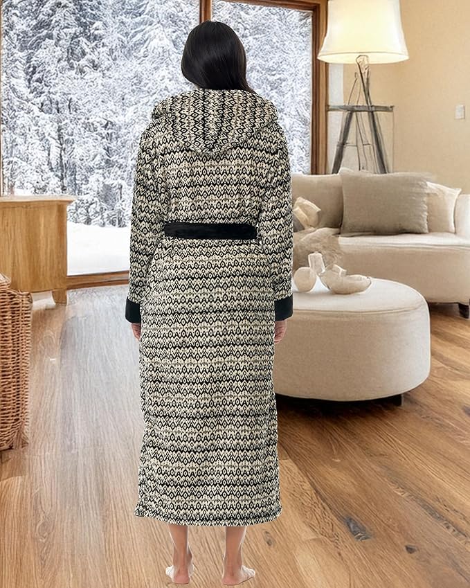 Alexander Del Rossa Womens Robe, Long Plush Bathrobe with Hood, Hooded Robes for Women Plus Size Bath Robe