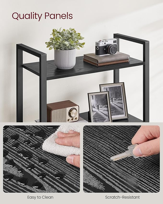 VASAGLE 5-Tier Bookshelf, Bookcase with Steel Frame, Book Shelf for Living Room, Home Office, Study, 11.8 x 26 x 60.2 Inches, Industrial Style, Ebony Black and Ink Black ULLS061B56