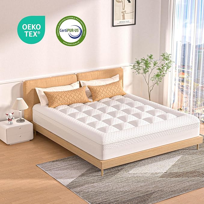 Mattress Topper Full Size, 3 Inch Full Mattress Topper Dual Layer, 1 Inch Pillow Topper and 2 Inch Cooling Gel Memory Foam Mattress Topper for Back Pain
