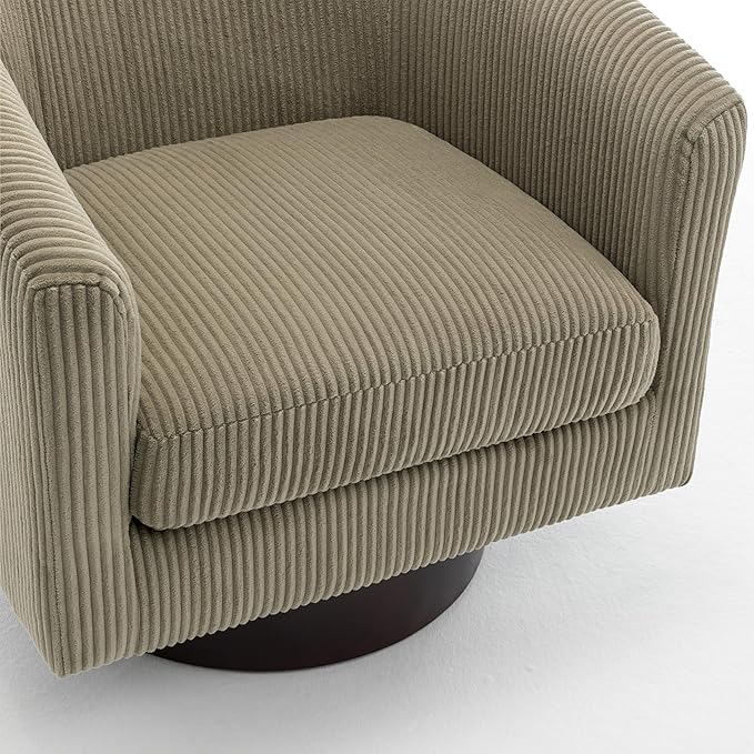 UIXE Swivel Accent Chair, Upholstered Corduroy Barrel Chair for Living Room, Small Single Sofa Bedroom Reading Seat, Camel