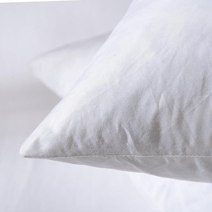 24x24 Euro Throw Pillow Inserts-Down Feather Pillow Inserts-Cotton Fabric-Set of 2-White.