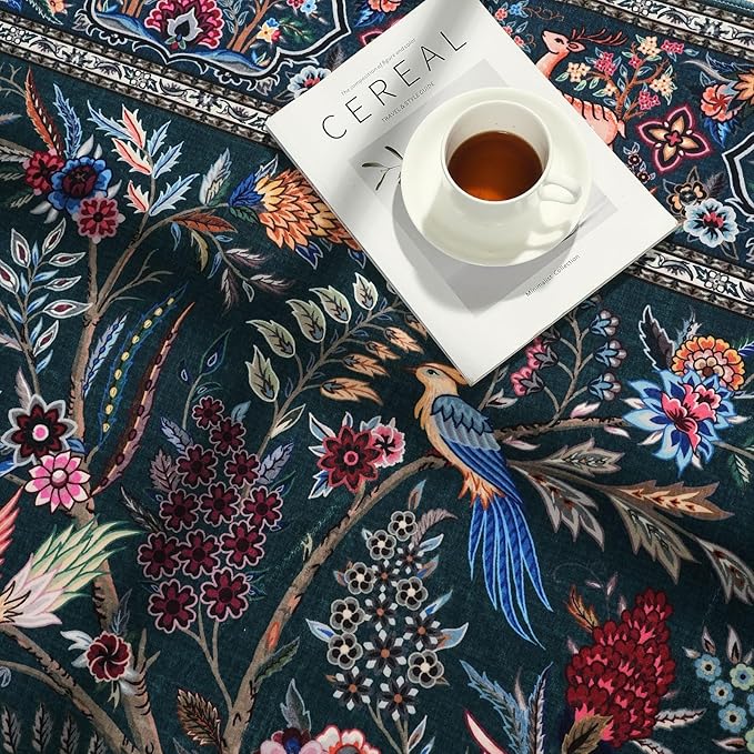 Area Rugs 5x7 Vibrant Tree of Life-Patterned Vintage Washable Area Rug Non Slip Low Pile Large Rugs for Living Room Bedroom Farmhouse Dining Room Kids Playroom, Green