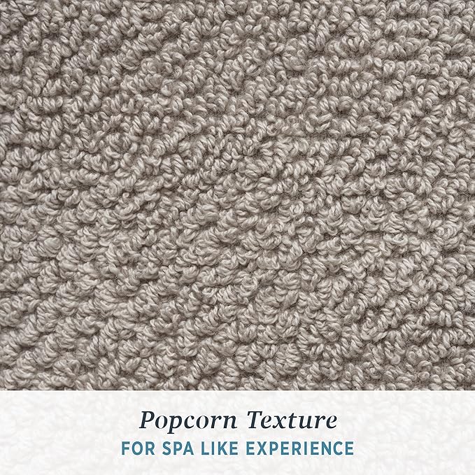 Welhome Franklin 100% Cotton Popcorn Textured Towel Set - 6 Piece 600 GSM, Soft & Plush, 2 Bath Towels, 2 Hand Towels, 2 Washcloths, Taupe