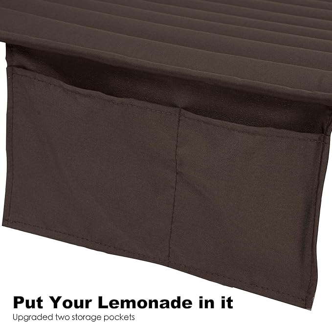 2 Person 12FT Hammocks for Outside, Double Quilted Fabric Outdoor Hammock with Spreader Bar, Large Removable Pillow, Storage Pockets, Carabiners, Max 475 lbs Capacity (Coffee)