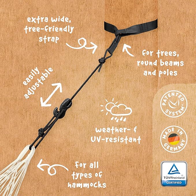 LA SIESTA® Modesta Organic Cotton Hammock & Tree Mount Kit, Beams & Posts Hammock Straps - Indoor Outdoor Hammock Swing, Portable Hammock for Outside Patio Bed - 2 Person Large Double Hammock, Latte