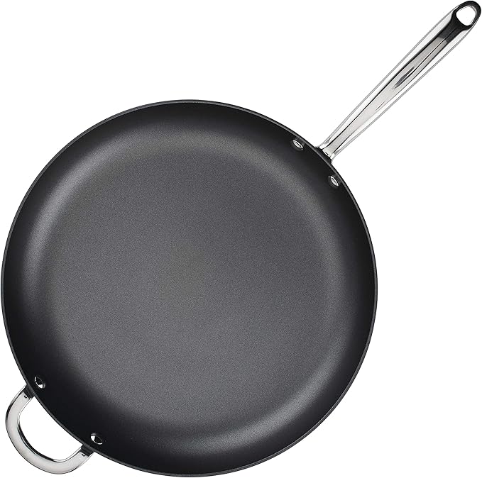 Rachael Ray 80089 Professional Hard Anodized Nonstick Frying/Fry Pan/Skillet with Helper Handle, 14 Inch - Gray