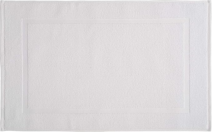 Amazon Basics Premium 100% Cotton, Absorbent Soft Bath Mat, Machine Washable, 684 GSM, White, 30" x 20" Hotel Spa Shower/Bathtub Mats, Pack of 6