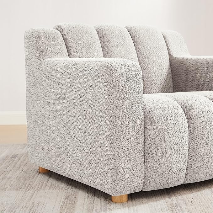 Oversized Accent Chair, Modern Living Room Chairs, Comfy Boucle Fabric Upholstered Armchair for Bedroom, Office, Waiting Room (Beige)
