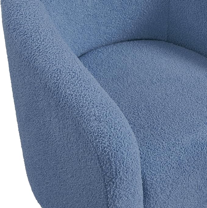 Yaheetech Accent Barrel Chair, Boucle Fabric Club Chair, Furry Sherpa Elegant Armchair with Cozy Soft Padded, Suitable for Living Room Bedroom Reception Room Office, Blue