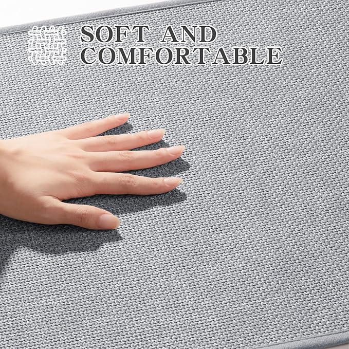 chakme Bathroom Rugs Mat 59x25, Ultra Thin Non Slip Bath Mat Large Quick Dry Absorbent Bath Mat for Bathroom Floor, (Light Grey, 59"x25")