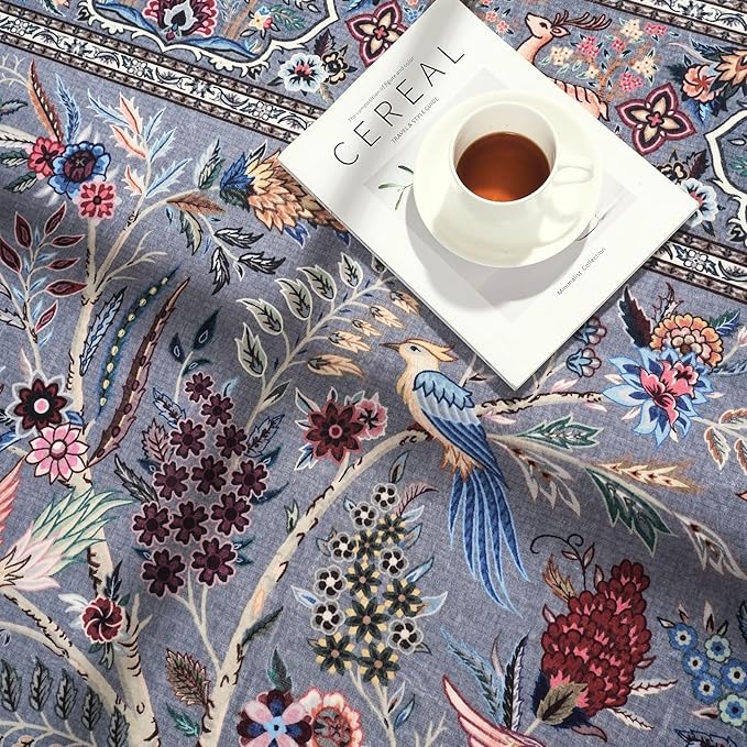 Runner Rug Vibrant Tree of Life-Patterned Vintage Kitchen Rugs Non Slip Washable Soft Carpet Runner for Laundry Bedroom Bathroom, Grey