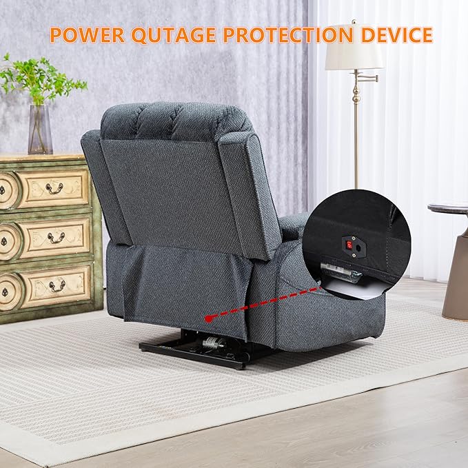 Power Lift Recliner Chairs for Elderly Big Man 400lbs, Oversized Lay Flat Recliner with Heat & Massage, Extended Footrest and Side Storage Cup Holder for Adults Seniors