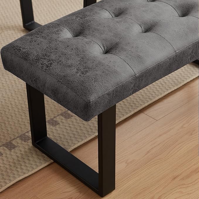 3-Piece Corner Dining Table Set with Bench, 70 Inch Space-Saving Breakfast Nook for Kitchen & Dining Room(Walnut Table & L-Seat Grey Bench)