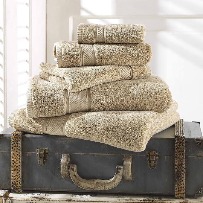 NOVA Luxury Linen - Hotel Quality Turkish Towel Set for Bathroom (6 Pcs Towel Set, Warmsand Beige)