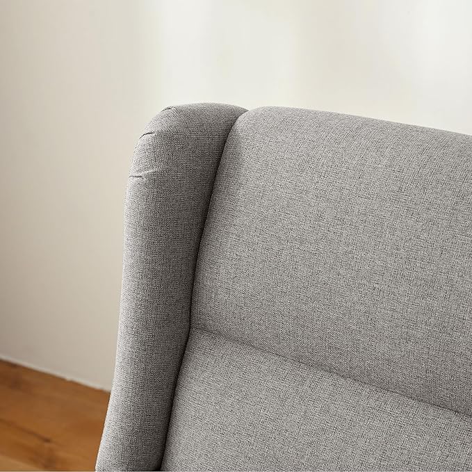 High Back Living Room Chairs, Fabric Accent Chair, Comfy Upholstered Armchair with Wooden Legs for Living Room, Bedroom, Apartment (2, Grey)