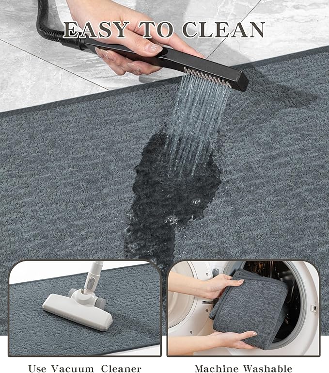 chakme Bathroom Rug Sets 5 Piece, Ultra Thin Bath Mat Quick Dry Bath Mat Set, Absorbent Bath Mat for Bathroom Non Slip Machine Washable, (Light Blue, 5 Piece)