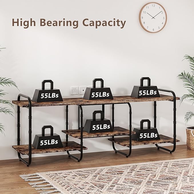 VECELO TV Stands up to 75 Inch,Entertainment Center/Media Console Table with Adjustable Storage Shelves for Living Room/Bedroom