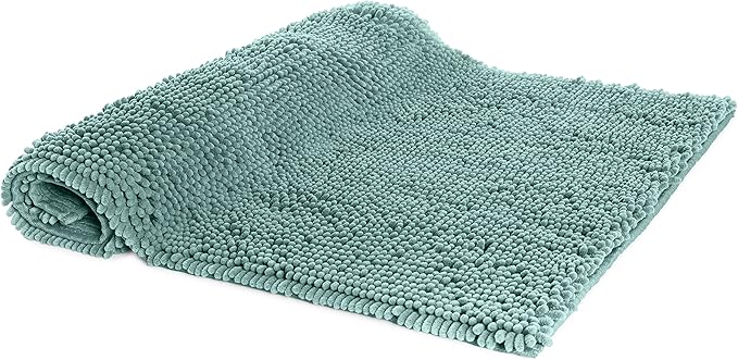 Amazon Basics Bathroom Rugs, Extra Soft Absorbent Shag Bath Rugs, Non-Slip, Quick Drying, Machine Washable, Plush Comfort for Bathroom Floor, Tub and Shower, 21" x 34", Seafoam Green