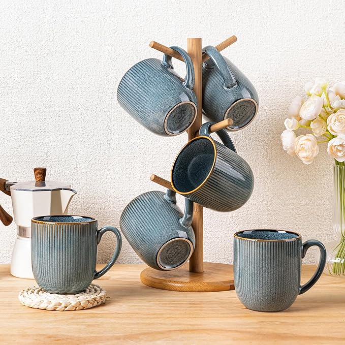 GBHOME Ceramic Coffee Mugs Set of 6, 12oz Handmade Ceramic Coffee Mugs Set with Gradient color for Latte/Tea/Beer/Hot Cocoa, Dishwasher & Microwave Safe