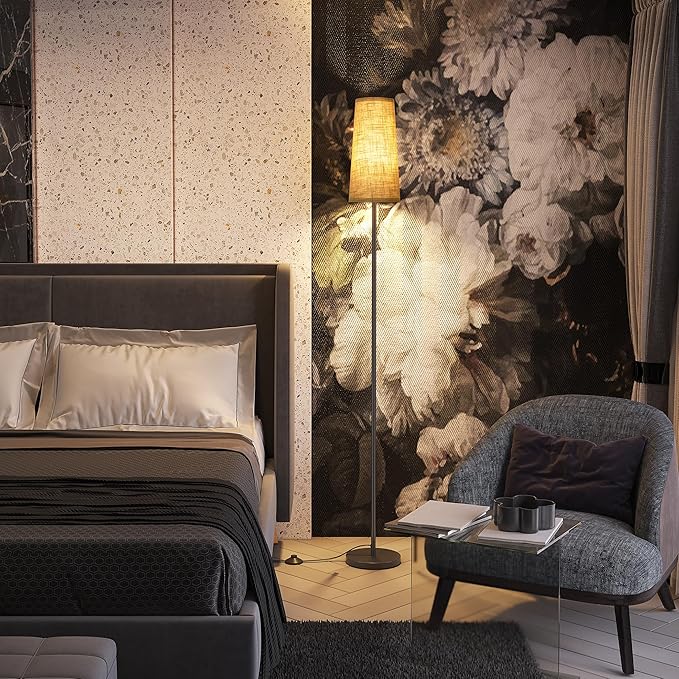 SUNMORY Floor Lamps for Living Room/Bedroom/Office, Standing Lamp with LED Bulb, 3 Color Temperature Tall Lamp, Suitable for Modern/Boho/Farmhouse and Other Home Decor Styles, Black Corner Floor Lamp