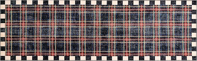 MACKENZIE-CHILDS Washable Rug, Decorative Indoor Rug, 2'6" x 8' Runner, Stewart Tartan