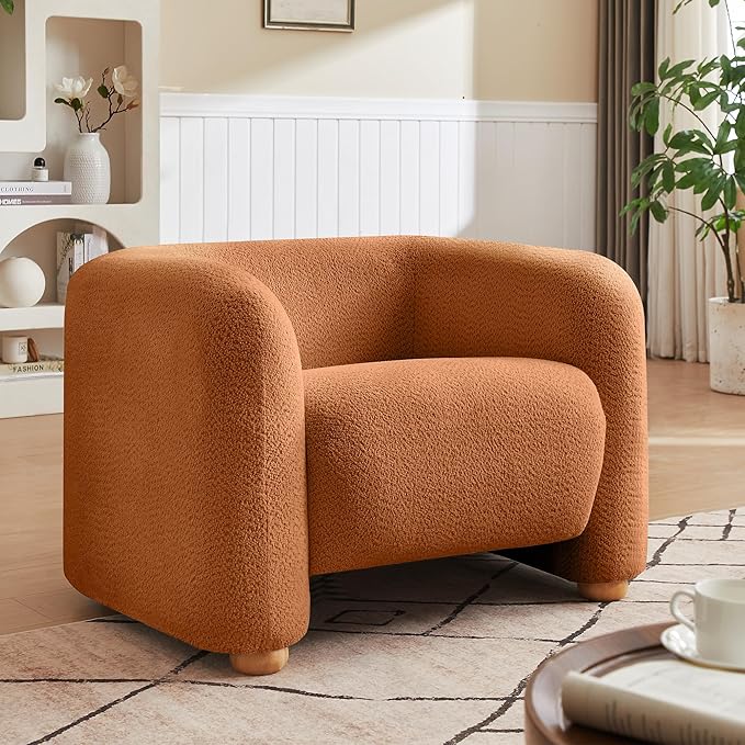 40" Modern Accent Chair Reading Chair Oversized Barrel Chairs for Living Room Bedroom Apartment (Orange)