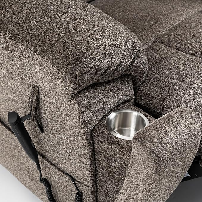 Dual Motor Lay Flat Lift Chairs Recliners - Extra Wide Big Man Recliner with Heat & Massage - Hidden Cup Holder - 400 lbs Capacity