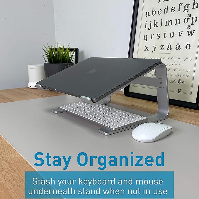 Macally Ultra Slim Wired Computer Keyboard and Ergonomic Laptop Stand, Create Both Efficiency and Comfort