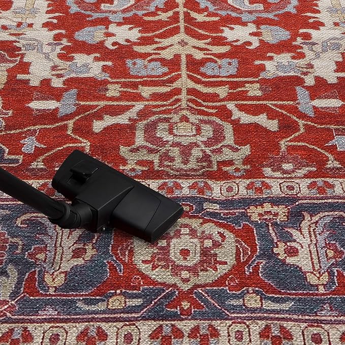 Keen Home Design 5x7 Rug - Machine Washable Area Rug with Non-Slip Backing, Ideal for Living Room, Dining Room, Bedroom - Vintage, Easy Clean, Durable, Low Pile Rug - (5' x 7')