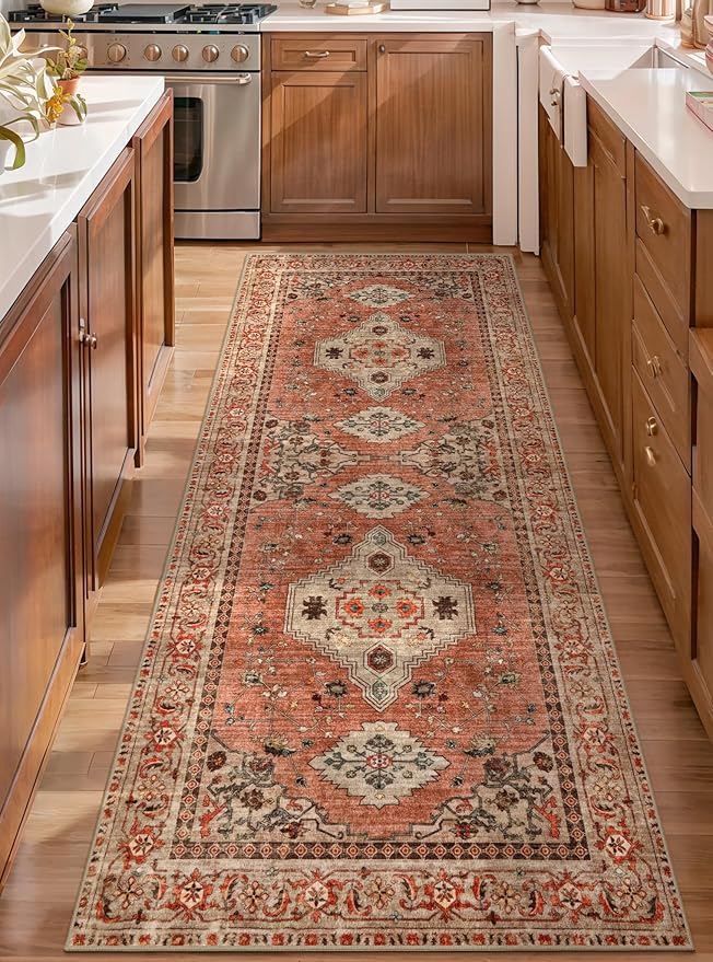 Tangsoo 2x5 Washable Runner Rug for Hallways, Non Slip Vintage Runner Rug, Soft Low Pile Long Rug Runner, Print Distressed Carpet Runners for Kitchen Bedroom Entryway Bathroom Living Room