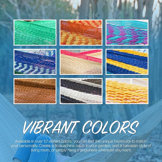PNAEUT Mayan Hammock, Handwoven XL Thick Soft Rope Hammocks for Outdoor Indoor, Max 600 lbs Capacity, Tree Straps & Carabiners Included (Nature)