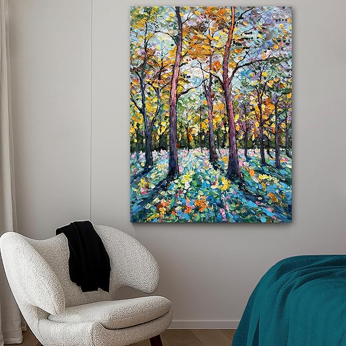 Art 40x28 inch Hand-Painted Abstract Forest Landscape Oil Painting Modern Art Wall Decoration