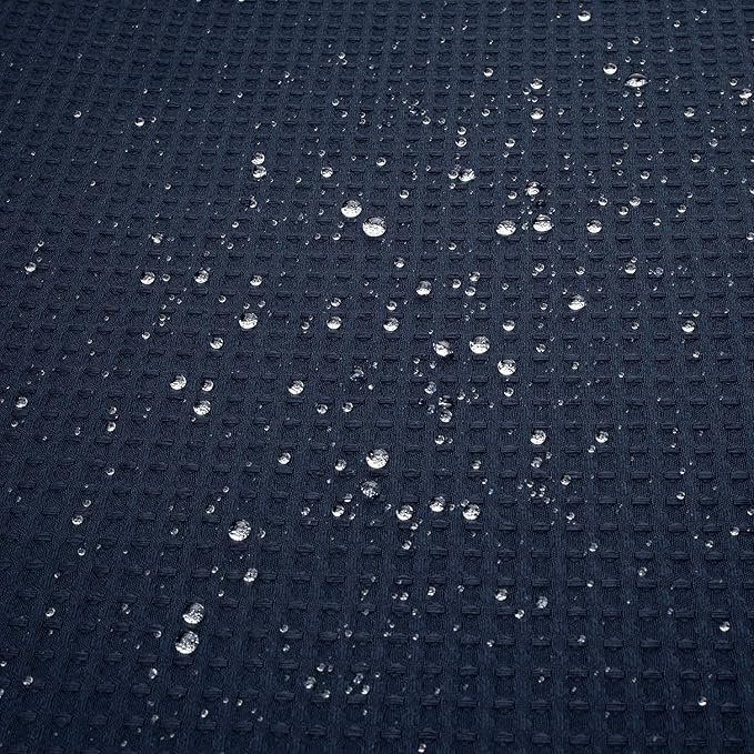 River Dream Heavyweight Navy Blue No Hooks Required Dotted Waffle Weave Shower Curtain with Snap in Liner - 71W x 74H,Hotel Grade,Spa Like Bath Curtain