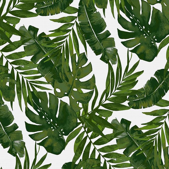 LVTXIII Outdoor Throw Pillows 18x18 Patio Waterproof Square Pillows with Piping Fade Resistant Accent Pillow for Spring Summer Garden Decoration, Set of 2, Palms Green