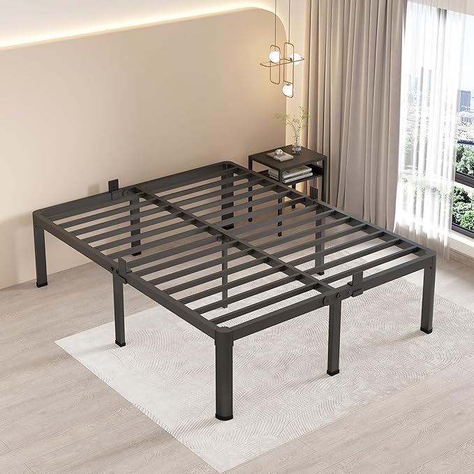 MAF 12 Inch California King Metal Platform Bed Frame with Round Corner Legs, Mattress Slide Stopper, 3000 LBS Heavy Duty Steel Slats Support, No Box Spring Needed, Noise Free