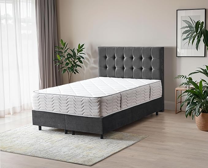 Ottomanson Twin XL 12” Hybrid Mattress - Rock Salt Infused Quilted Cover - Made in USA - Medium-Firm Support - Individually Pocketed Coils & CertiPUR-US Foam - Fiberglass-Free - Bed in a Box