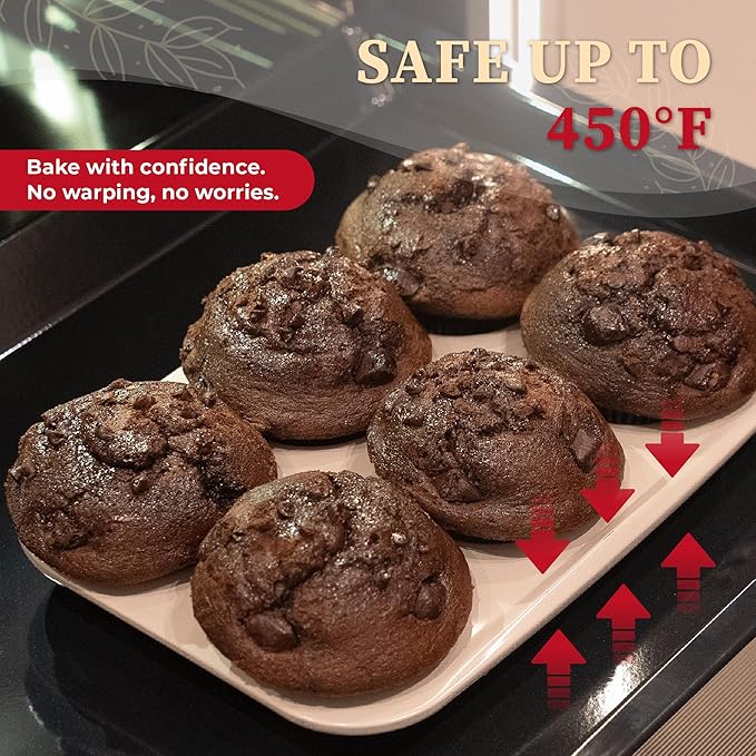 CARTMAN Bakeware Set 9-pieces Brown with Round/Square Cake Pan,Loaf Pan,6/12 Cup Muffin Pan,Cookie Sheet, Brush and Spatula, Carbon Steel Bake Set, Nonstick Stainless Steel Baking Pans Set