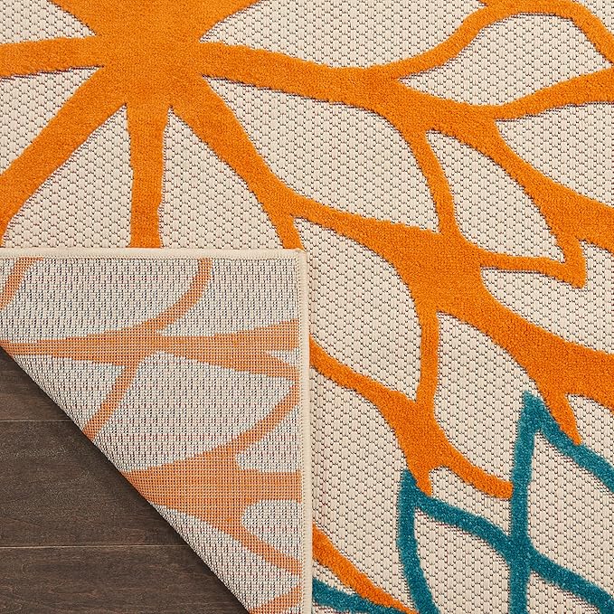 Nourison Home Aloha 5' x Square Green Fabric Tropical Area Rug (5' Square)