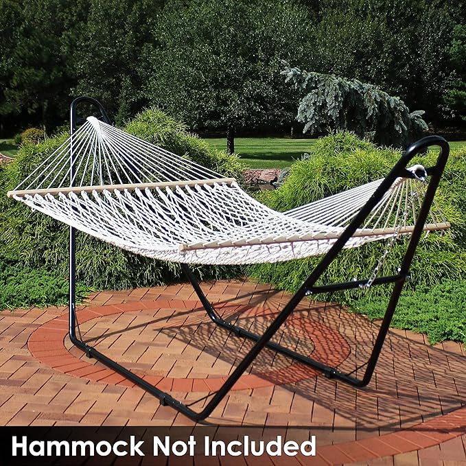 Sunnydaze Universal Double Hammock Stand Only - 550-Pound Capacity - Heavy-Duty Hammock Stand for Outside - Fits 9 to 14 Foot Hammocks - Black
