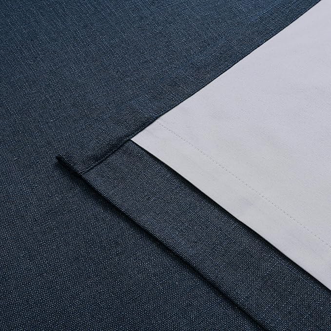Vision Home Navy Blue Pinch Pleated Full Blackout Curtains Linen Blended Room Darkening Window Panels 108 inch for Living Room Bedroom Thermal Insulated Pinch Pleat Drapes with Hooks 60" Wx108 Lx1