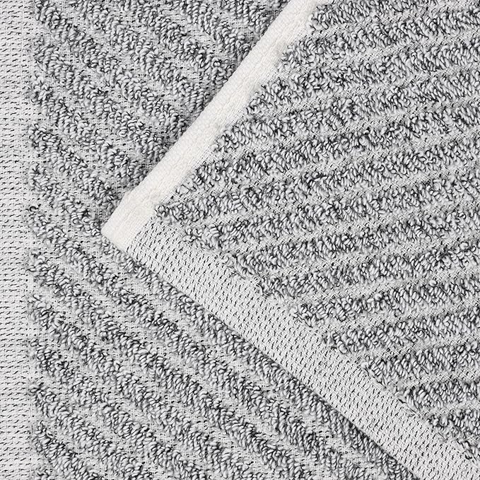 Superior Amelia Viscose Cotton Blend Medium Weight Towels, for Bathroom, Shower, Spa, Plush, Quick Dry, Ultra-Soft Towels, Bath Essentials, Ribbed Design, 8 Piece Assorted Towel Set, Charcoal