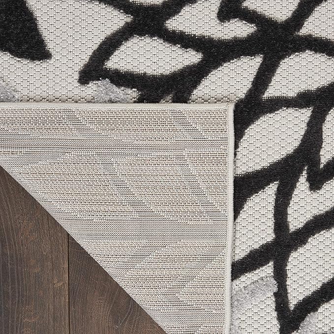 Nourison Home Aloha Indoor/Outdoor Black White 3' x 5' Area Rug, Easy Cleaning, Non Shedding, Bed Room, Living Room, Dining Room, Kitchen (3x5)