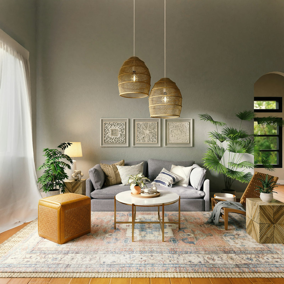 Room featuring a beautifully executed DIY accent wall with board-and-batten paneling painted in a sophisticated deep color