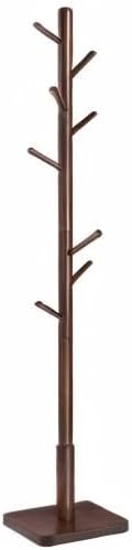 VASAGLE Solid Wood Coat Rack, Free Standing Hall Coat Tree with 8 Hooks, 3 Height Options, for Coats, Hats, Bags, Purses, for Entryway, Hallway, Rubberwood Hooks and Pole, Dark Walnut URCR010W01